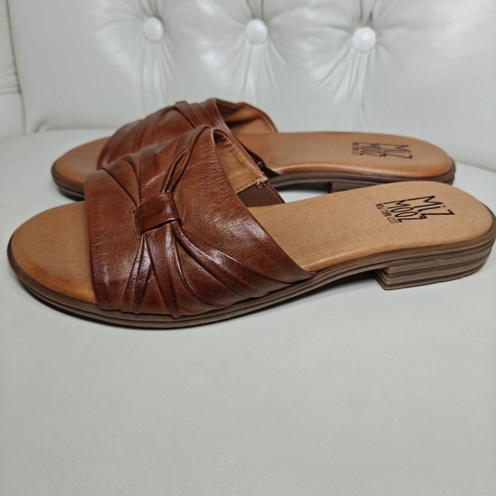 Miz Mooz Daisey Leather Slide Sandals Brown Slip Ons Women's Shoes Size 8.5-9